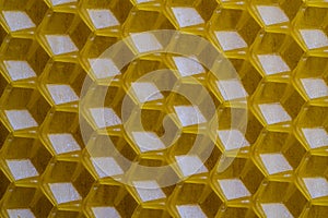 Background texture and pattern of section voshchina of wax honeycomb from a bee hive for filled with honey. Voshchina an