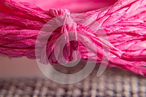 Background texture of pink rope with knot. concept and design