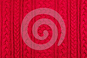 Background texture red knitting cable rib pattern
