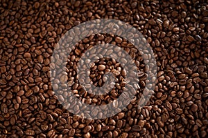 Background texture of roasted coffee beans