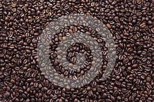 Background texture of roasted coffee beans
