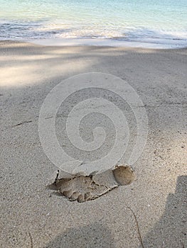 Background, texture of sand, footprints in the sand