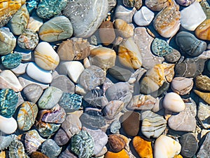 background texture of sea pebbles. natural stones texture