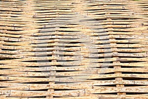 Close up a pattern of weaved bamboo bridge