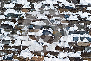 Snowy stonework