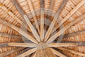 Background texture of a wooden sunshade on the beach