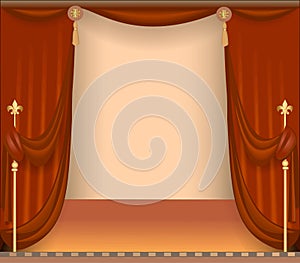 background with theatre stage with red curtains