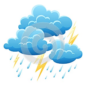 Background with thunderstorm. Illustration of clouds, rain and lightning. photo