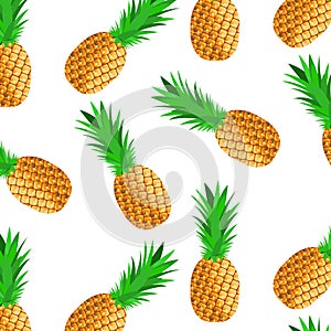 Background with tilted ripe pineapples