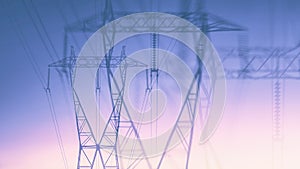 background with transmission towers of electricity