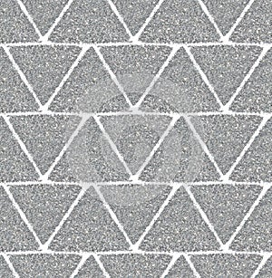 Background with triangles of silver glitter, seamless pattern