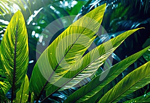 Background of tropical leaves with clear water in the background, concept of relaxation and cleanliness,