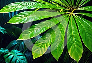 Background of tropical leaves with clear water in the background, concept of relaxation and cleanliness,