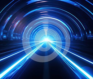 Background tunnel urban blue speed night light background motion futuristic abstract fast