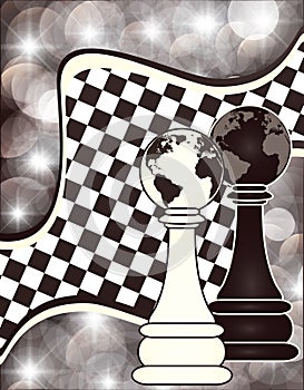 Background with a two chess pawn