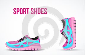 Background of Two Running shoes. Bright Sport