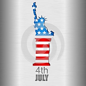 Background with U.S. flag and statue of Liberty. 4th of July. Independence day of United states