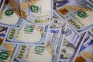 Background of US hundred dollar banknotes