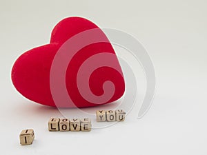 Background for Valentine day with red heart and letters