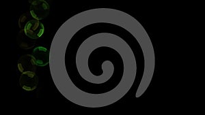 Background with a variety of multi-colored translucent soap bubbles.