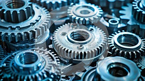 Background of various gears made of metal