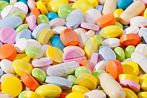 Background of various kind of colorful pills