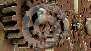 Background of various old rotating gears