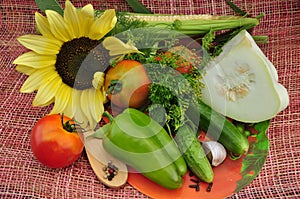 Background of vegetable and sunflower.