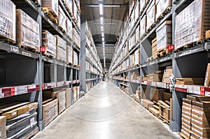 Background of virtual coke in shelves of large cargo warehouses