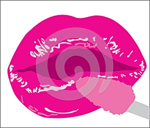 Background. Volume female lips with a lip gloss