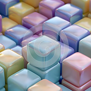 Background from volumetric smooth cubes of different colors. View from above