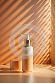 Background Wall bg kitchen Studio Shadow Podium Table Product Backdrop Room Orange Beige Pattern Gradient Light Bg 3d Mockup photo