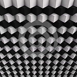 3d white and black cubes in perspecive