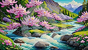 Background wallpaper colorful flower light river water fishing bank