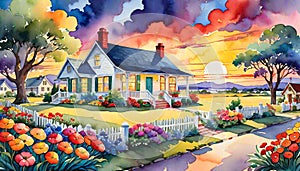 Background wallpaper colorful light country home sunset flower blossom