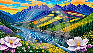 Background wallpaper colorful light flower blossom rural farm field mountain meadow