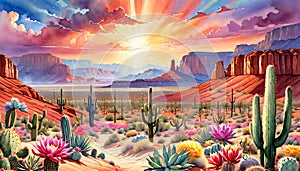 Background wallpaper colorful sunrise sunset storm cloud light cactus flower