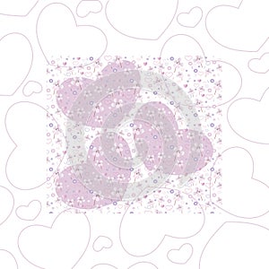 Background wallpaper with hearts and flowers. Background vector.