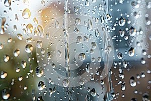 Background of water droplets on window glass surface