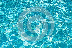 Background of water, surface blue swimming pool.