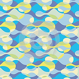 Background water waves effect design. Abstract seamless pattern in blue color. Vector illustration