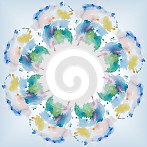 Background watercolor round frame abstract spots