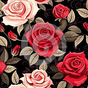 Background of watercolored seamless pink roses pattern