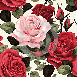 Background of watercolored seamless roses pattern