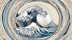 background with waves A blue water wave symbol, illustrating the calmness and the purity of water. The symbol is round