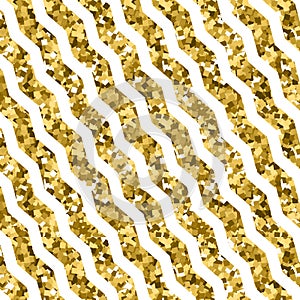 Background with wavy gold lines isolated on white. Seamless pattern