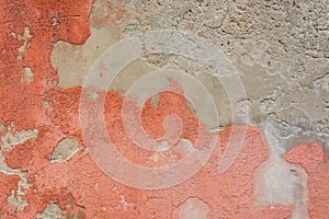 Background weathered red paint of concrete wall