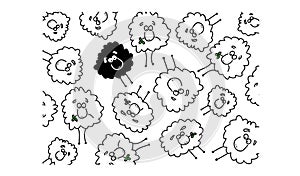 Background with white and black sheep