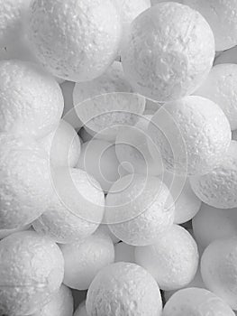 Background of white circle styrofoam ball pattern texture foam surface abstract background