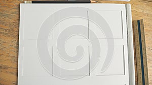 Background white paper frame in book on desk art of work concept